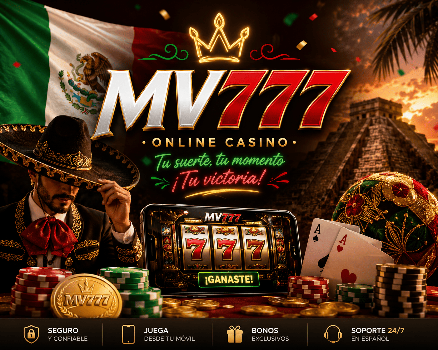 mv777 México - casino online móvil Escena de juego móvil de mv777 con iconos de casino, monedas y acceso a cuenta